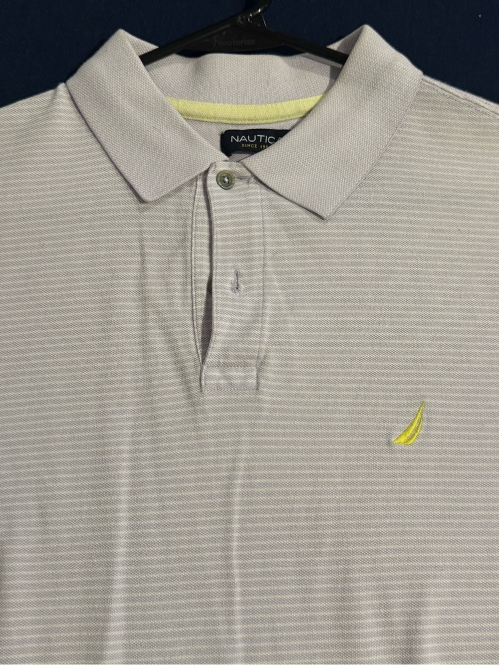 Nautica Men’s Large Light Lavender Polo with Yellow Sail Logo